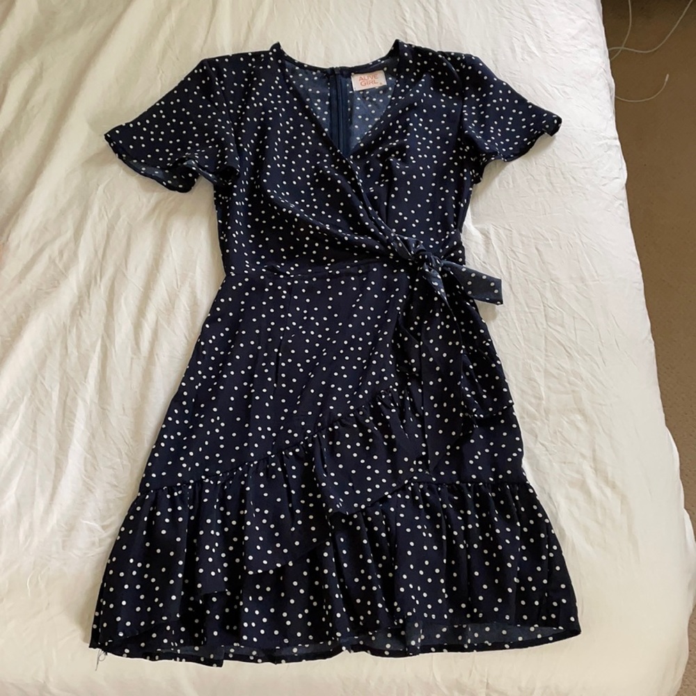 Showpo Navy Polka Dot Dress